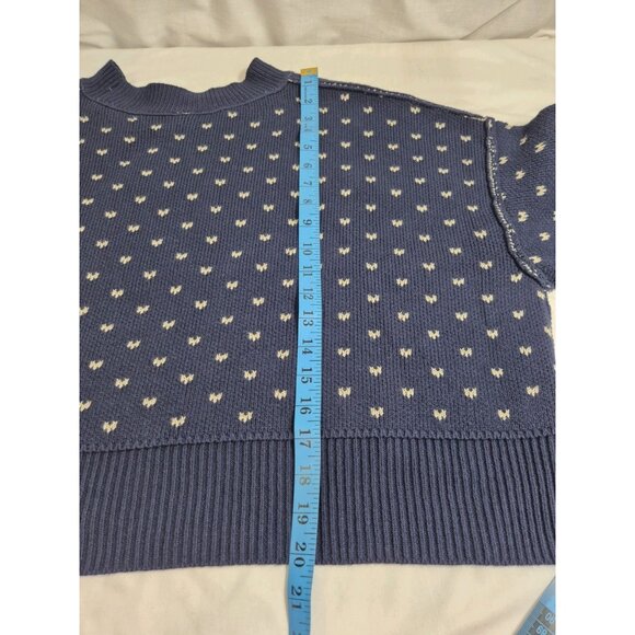Free People Cropped Sweater Women's Size S Blue Easy Street Patterned Boxy (52) - Picture 3 of 12